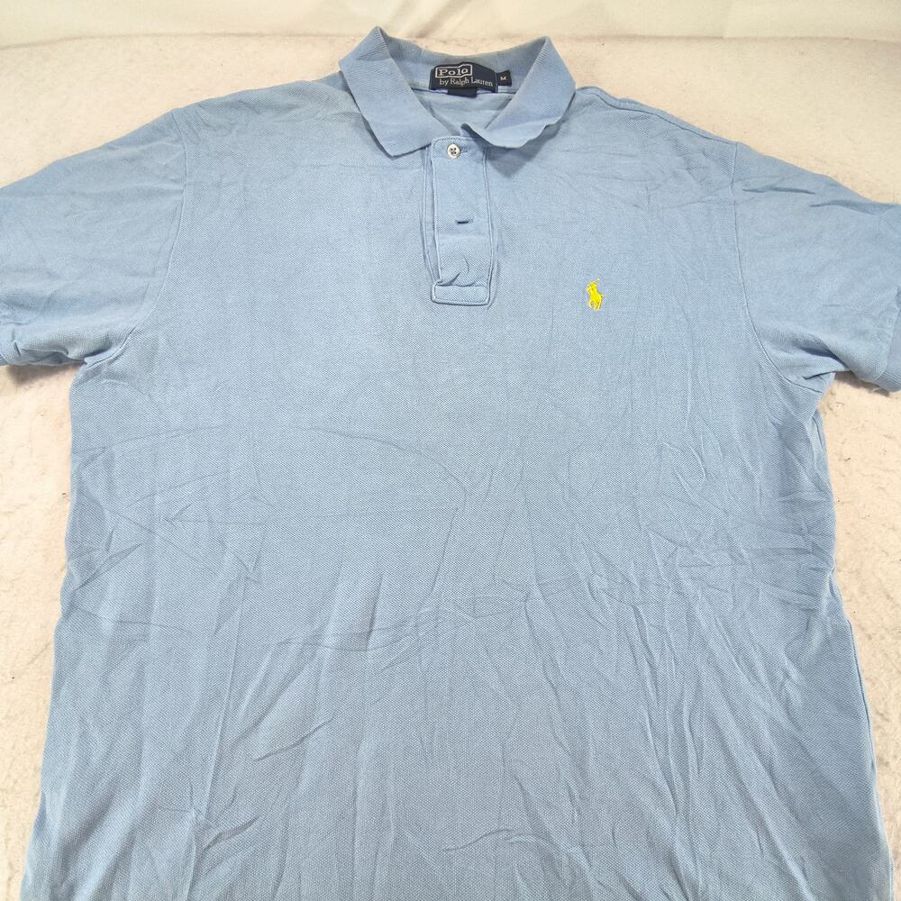 Polo by Ralph Lauren Casual Collared Polo Shirt Mens Size Medium M Blue Yellow
